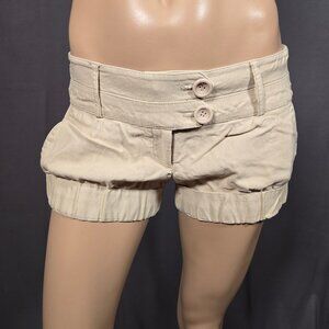 Y2K  Low Rise Chino Micro Shorts Size S Bloomer Style Beige Cargo Preppy
